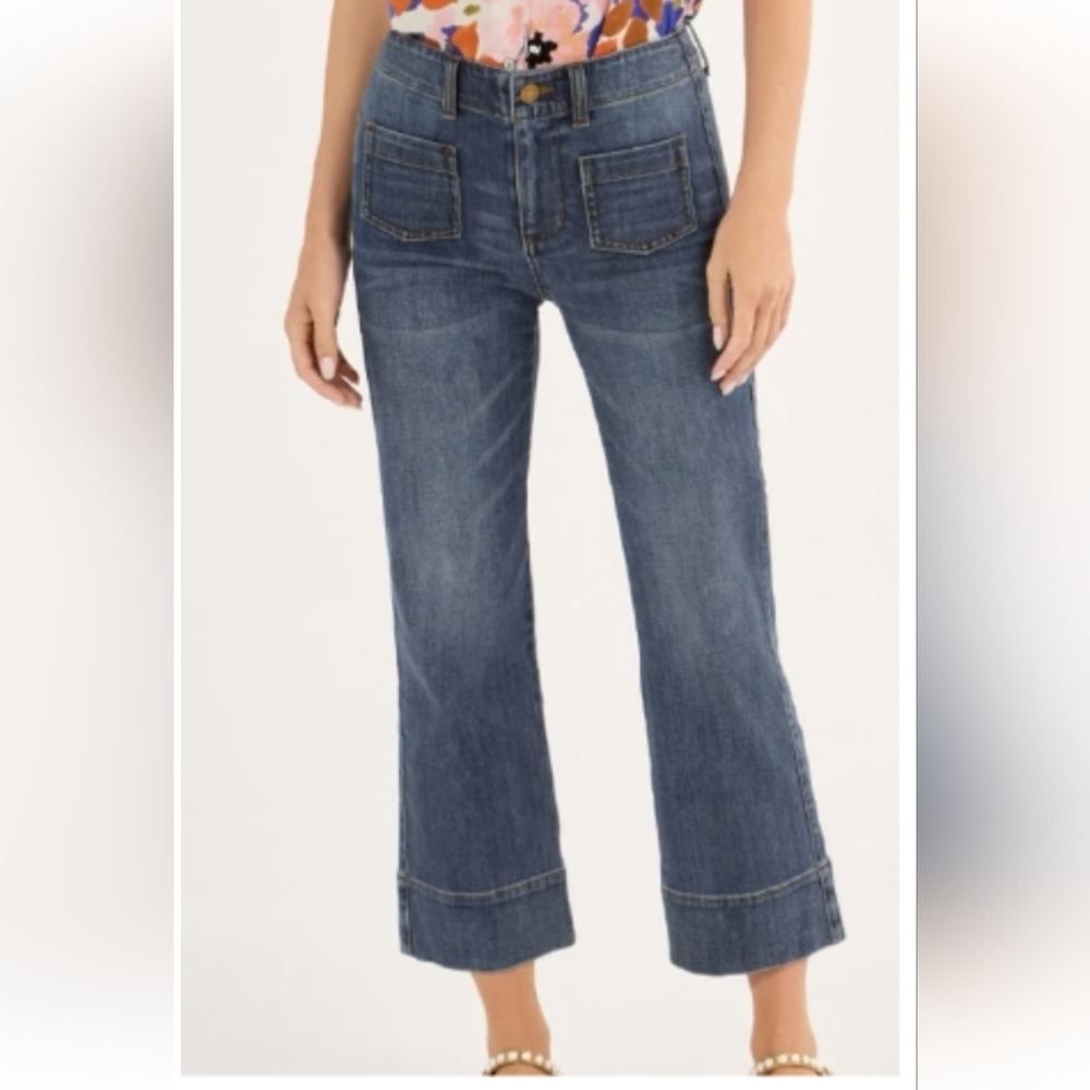 CAbi Carmel Crop - Dark Blue Cropped Jeans, Size 8 - Picture 5 of 7
